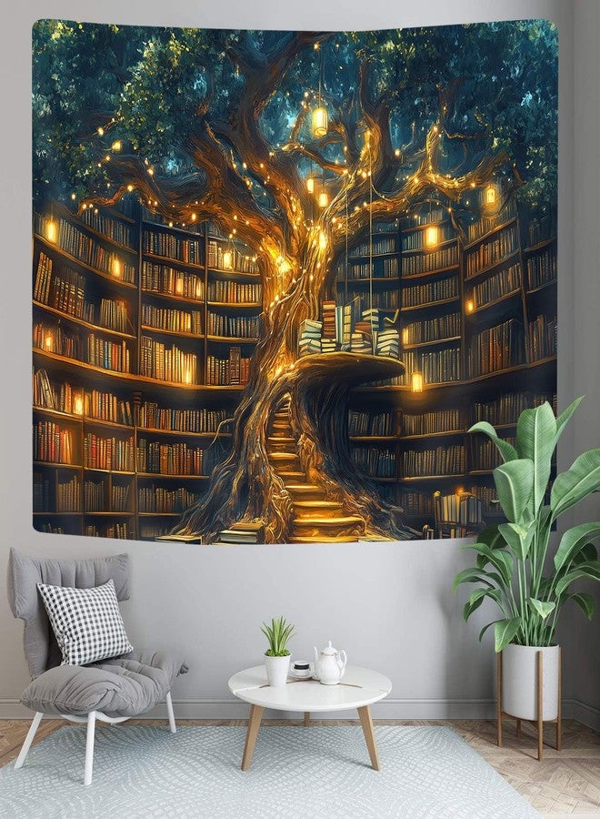 GOAOK Fantasy Library Tapestry For Classroom, Mysterious Tree Magic Bookshelf Aesthetic Tapestries, Witchy Fairytale Tree Vintage Bookshelf Book Art Tapestry Wall Hanging College Room Bedroom, 80"X60" - Image 3